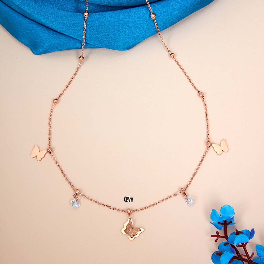 Rose Gold Butterfly Necklace– Orafa Jewellery